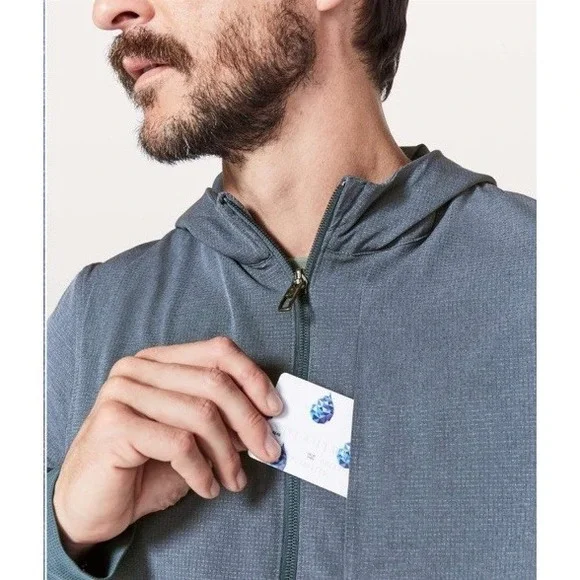 Lululemon Airing Easy Hoodie Jacket Mens‎ XL Breathable Blue Pockets Zip LM4749S - Picture 2 of 13